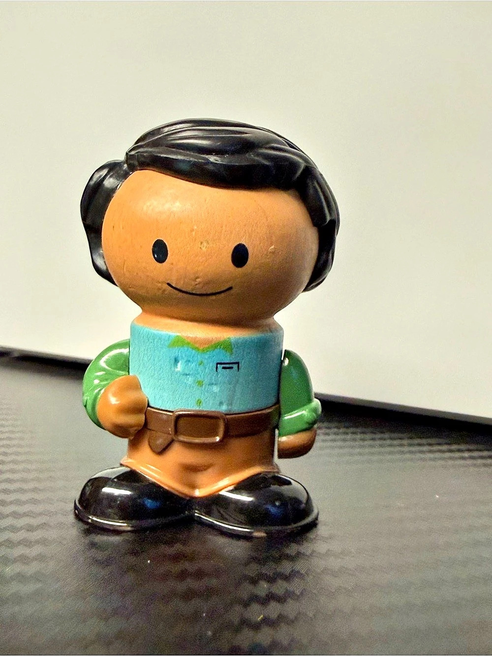 Play Town Learning Curve Wooden Man Figure Black Hair 2.5”